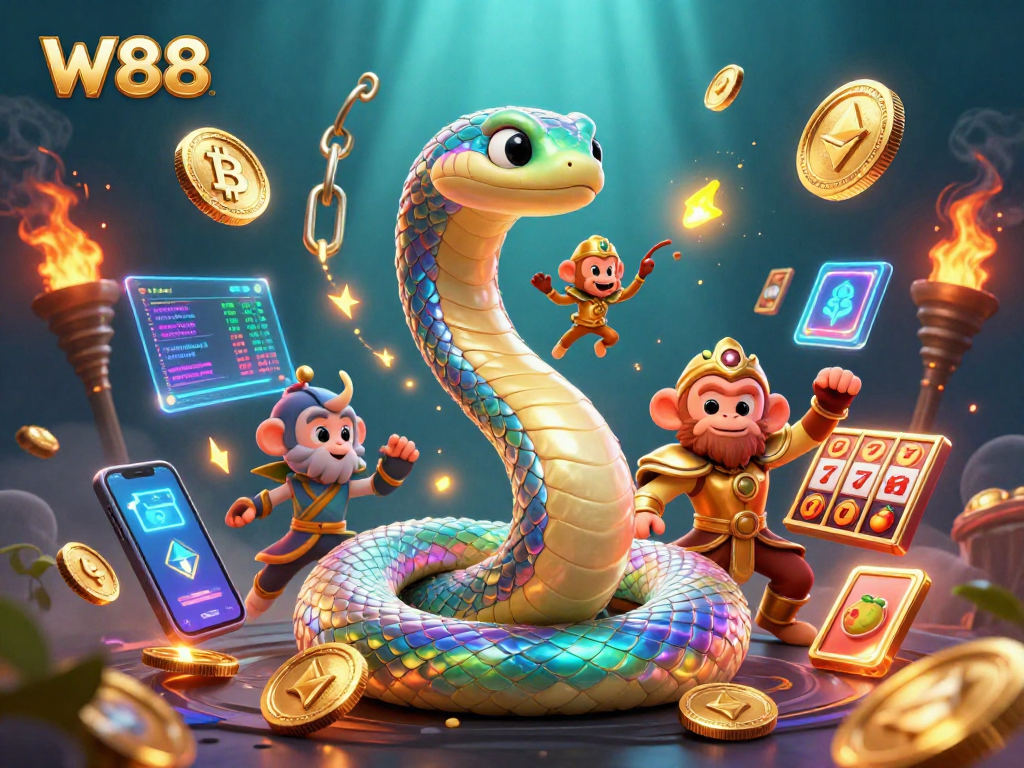 Experience excitement at W88 with vibrant 3D characters and dynamic casino elements.