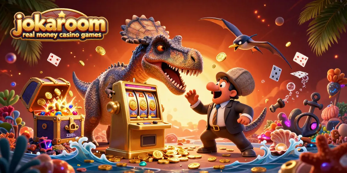 Experience the excitement of jokaroom real money casino games in a vibrant 3D illustration, showcasing thrilling jackpot action.