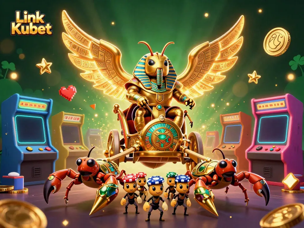 Experience excitement with Link Kubet, showcasing a vibrant 3D casino scene full of action and visual flair.