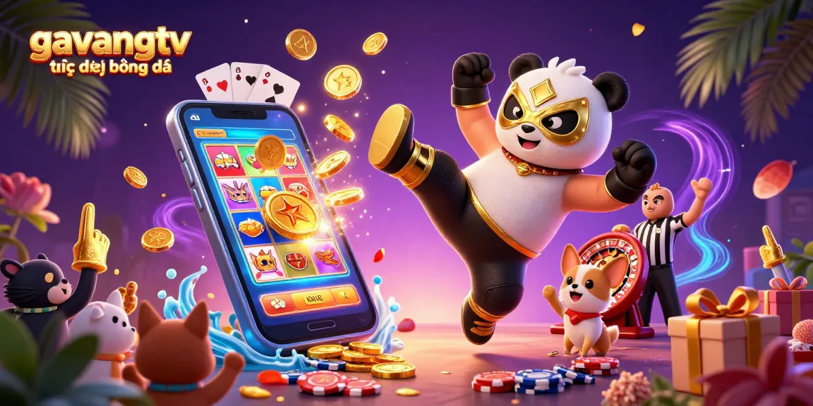 Experience the excitement of gavangtv trực tiếp bóng đá with a 3D panda wrestler and dynamic casino elements.
