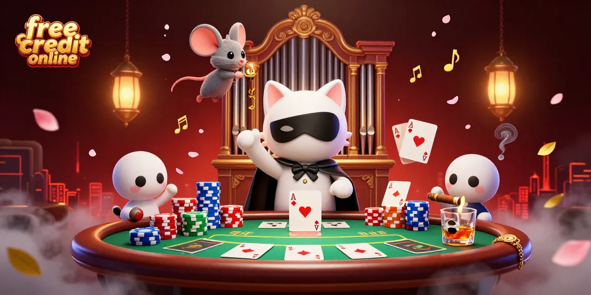 Engage with free credit online offerings in a vibrant casino scene featuring dynamic characters and rich game elements.