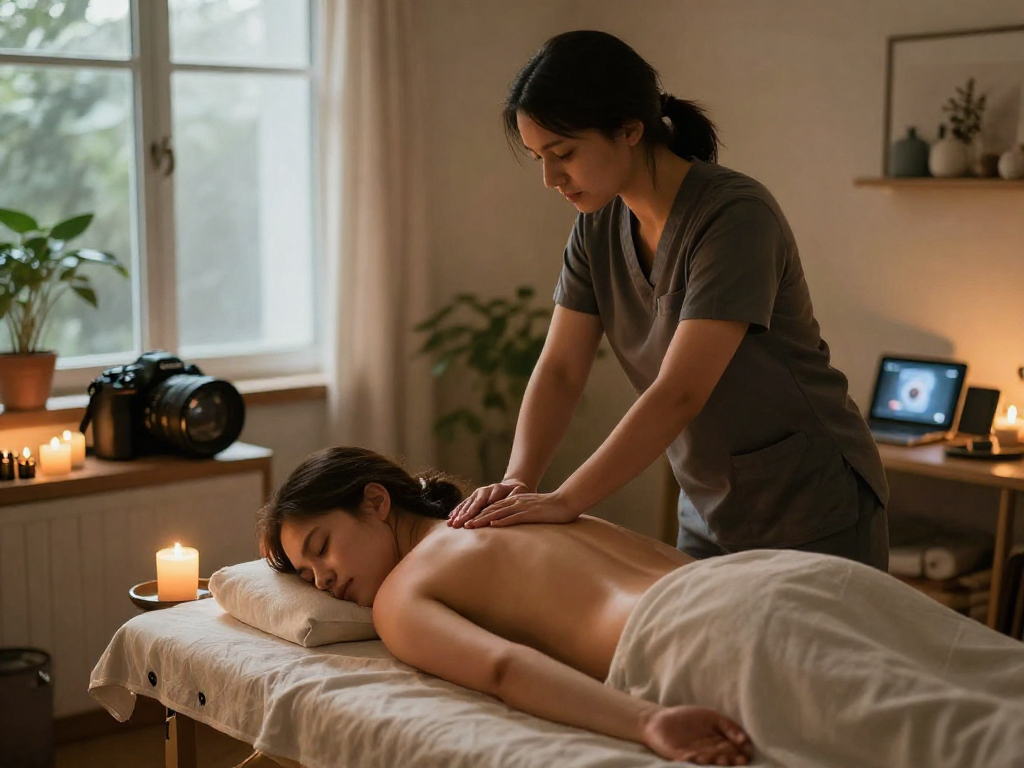 중랑구출장마사지 session providing relaxation and wellness in a cozy home.