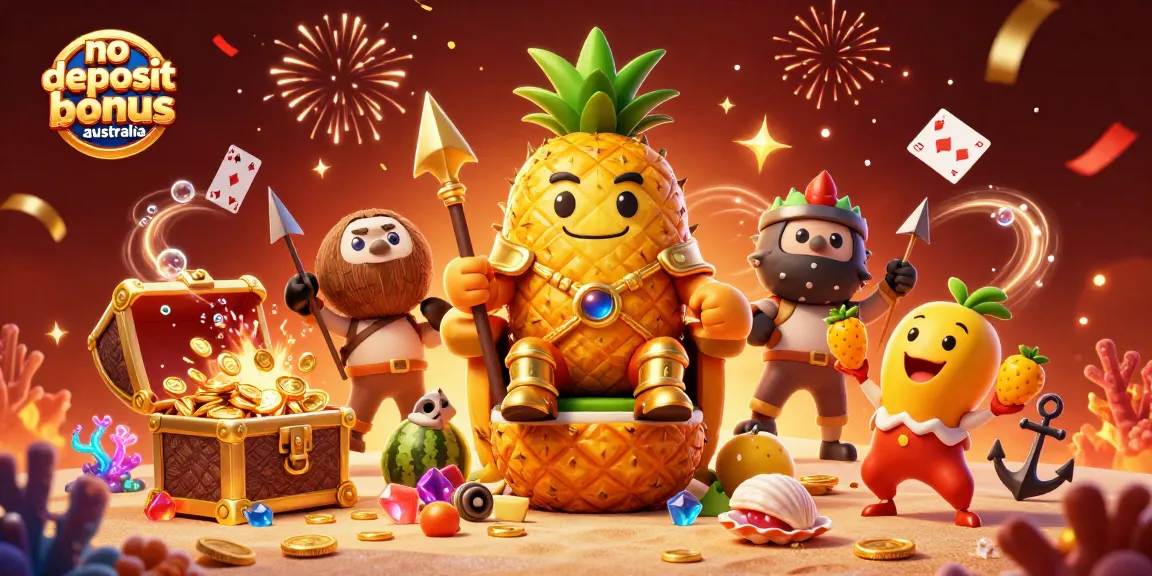 Experience the excitement of no deposit bonus australia with a vibrant 3D casino scene showcasing unique characters and rich gaming elements.